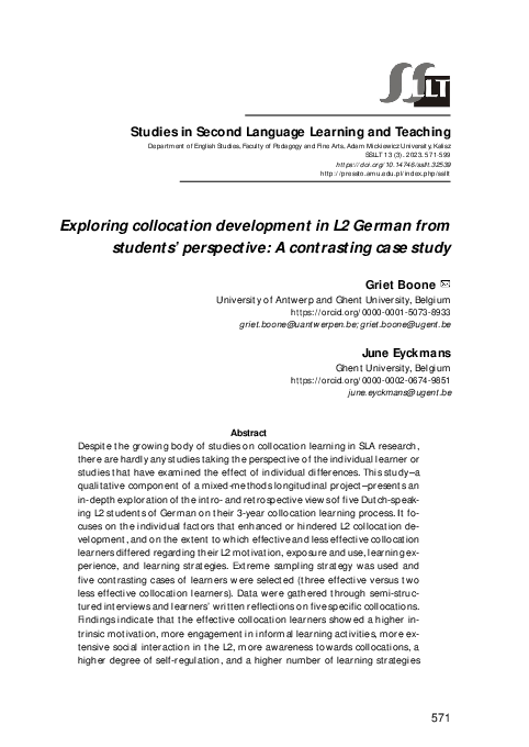 (PDF) Exploring collocation development in L2 German from students ...