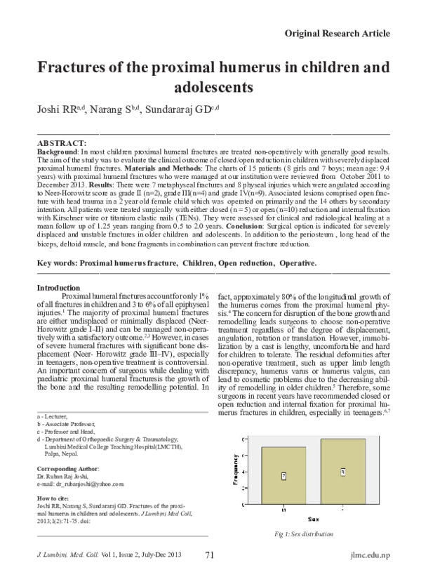 (PDF) Fractures of the proximal humerus in children and adolescents