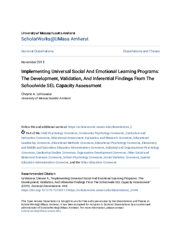 (PDF) Implementing Universal Social And Emotional Learning Programs ...