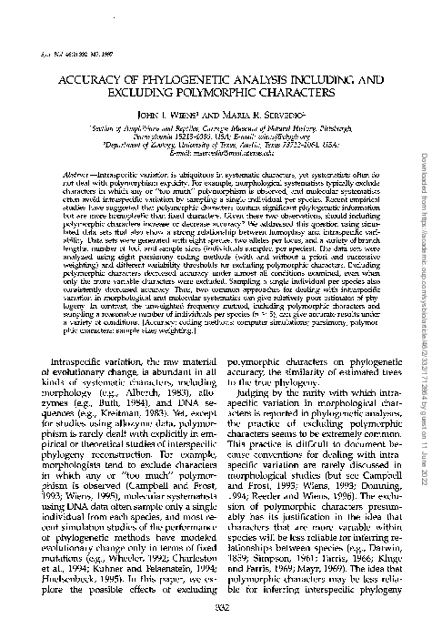 (PDF) Accuracy of Phylogenetic Analysis Including and Excluding ...