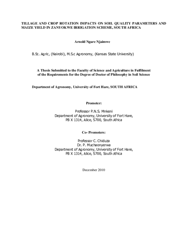 (PDF) Tillage and crop rotation impacts on soil, quality parameters and ...