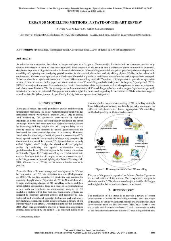 (PDF) Urban 3D Modelling Methods: A State-Of-The-Art Review