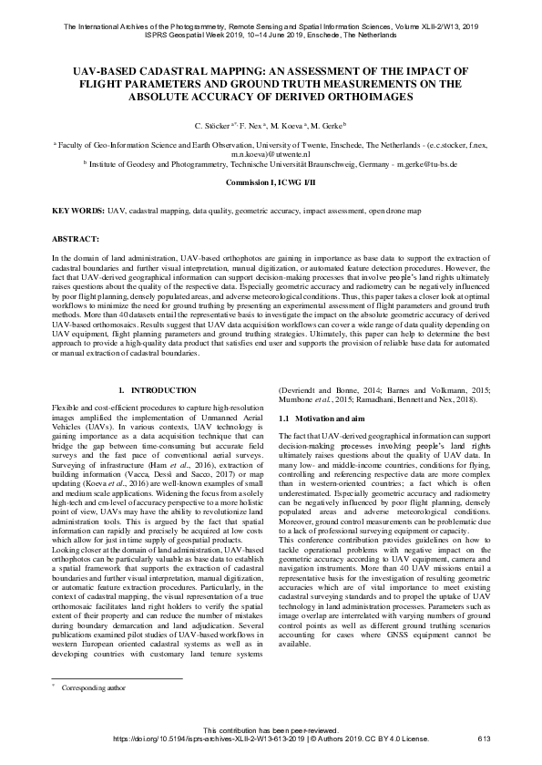 (PDF) Uav-Based Cadastral Mapping: An Assessment of the Impact of ...