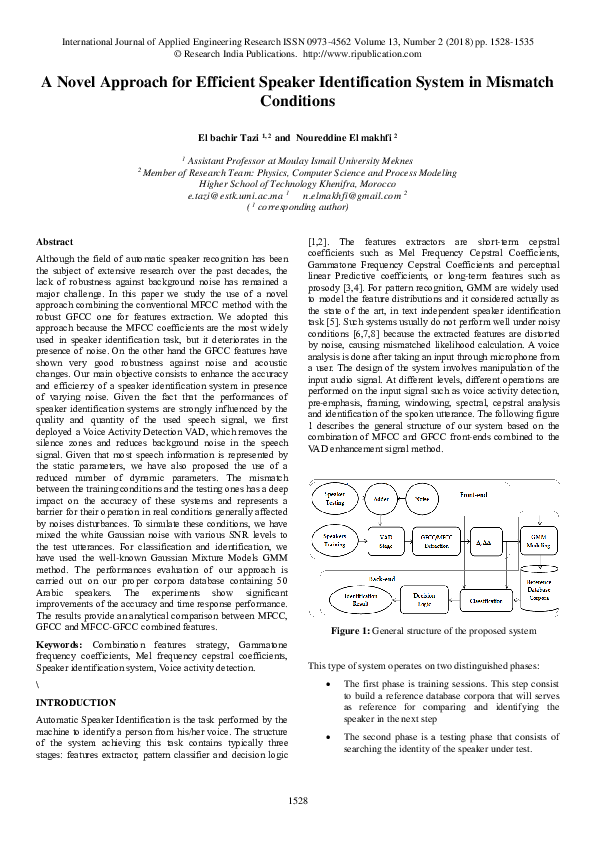 (PDF) A Novel Approach for Efficient Speaker Identification System in ...
