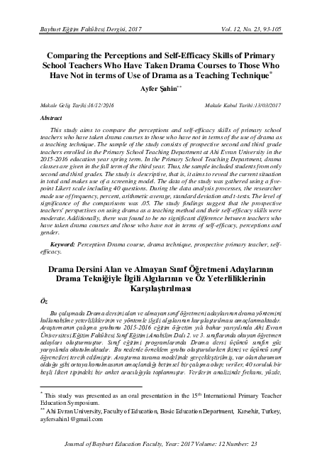 (PDF) Comparing the Perceptions and Self-Efficacy Skills of Primary ...