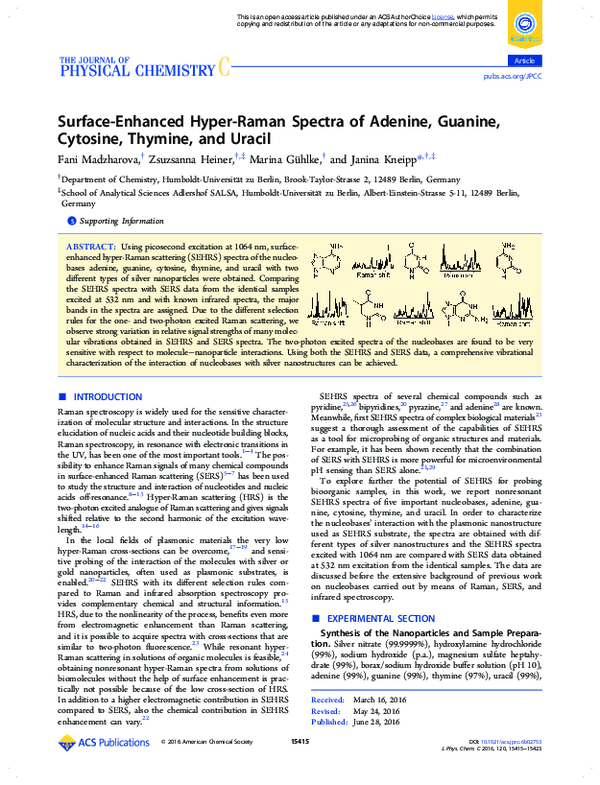 (PDF) Surface-Enhanced Hyper-Raman Spectra of Adenine, Guanine ...