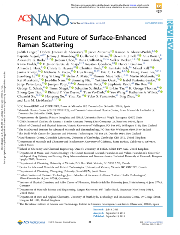 (PDF) Present and Future of Surface-Enhanced Raman Scattering