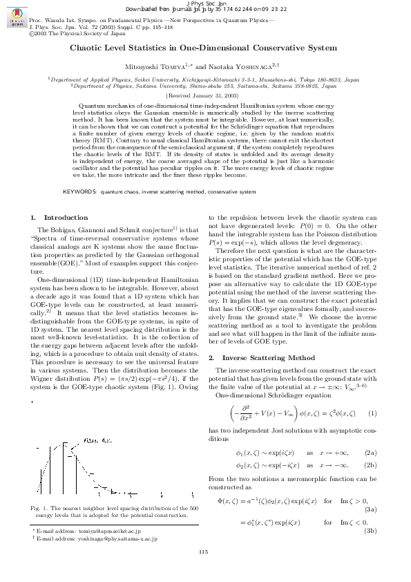 (PDF) Chaotic Level Statistics in One-Dimensional Conservative System