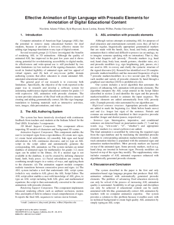 (PDF) Effective animation of sign language with prosodic elements for ...