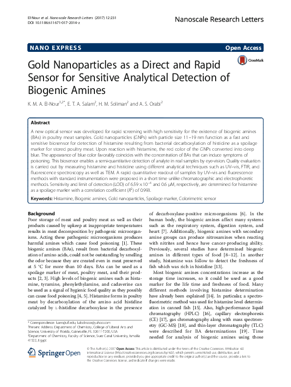 (PDF) Gold Nanoparticles as a Direct and Rapid Sensor for Sensitive ...