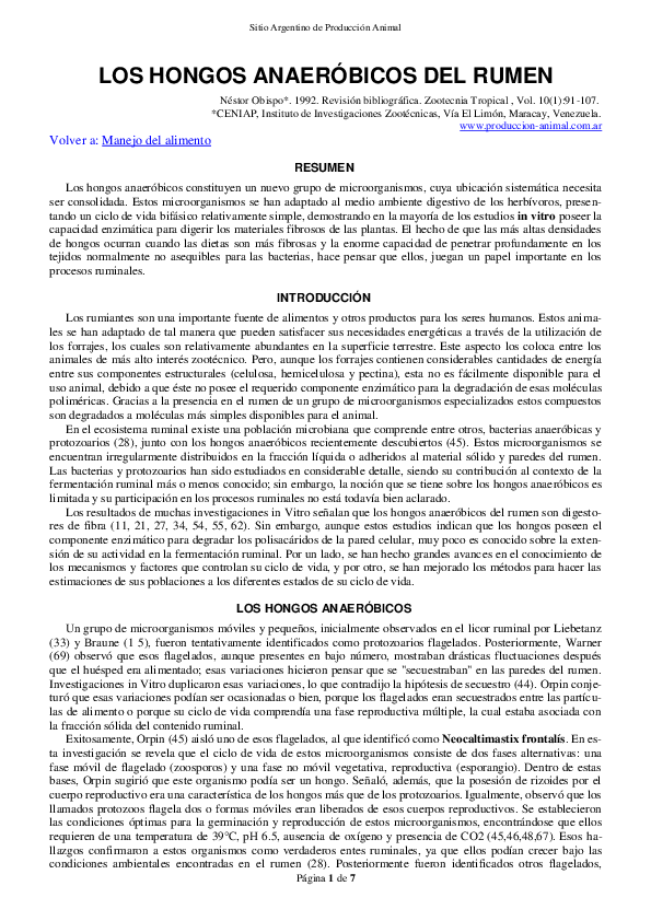 (PDF) Los Hongos Anaeróbicos Del Rumen