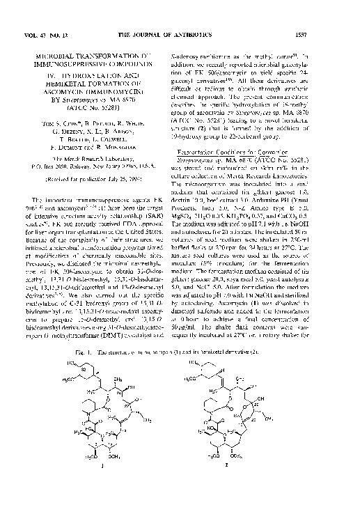 (PDF) Microbial transformation of immunosuppressive compounds. IV ...