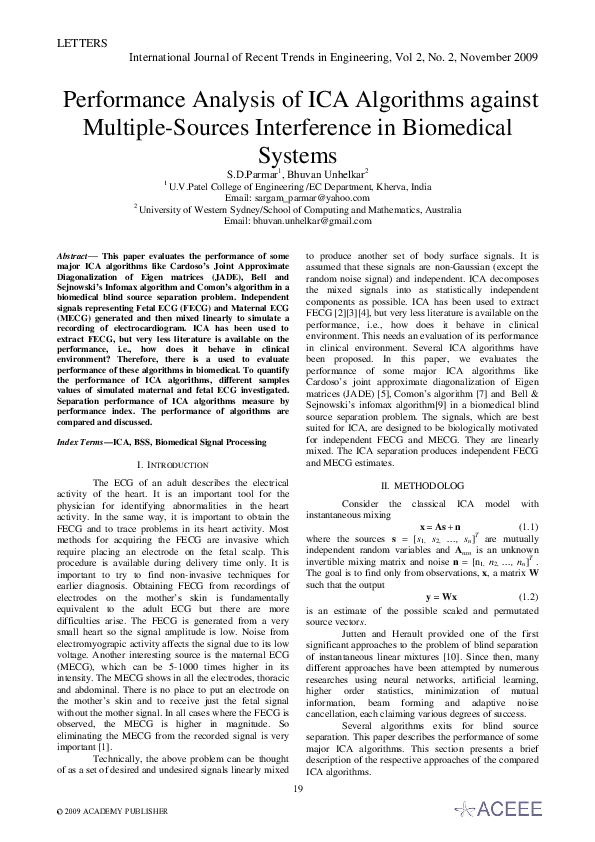 (PDF) Performance Analysis of ICA Algorithms against Multiple-Sources ...