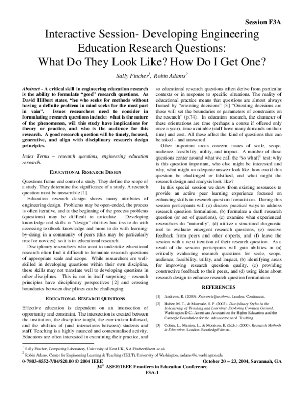 (PDF) Interactive session- developing engineering education research ...