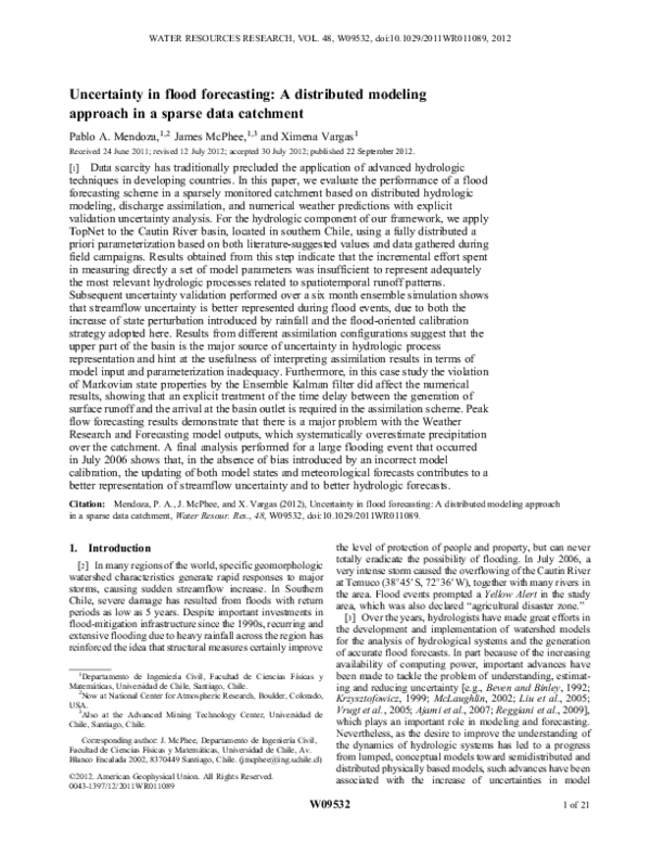 (PDF) Uncertainty in flood forecasting: A distributed modeling approach ...
