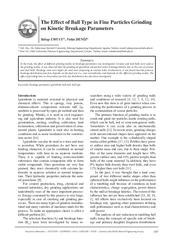 (PDF) The effect of ball type in fine particles grinding on kinetic ...