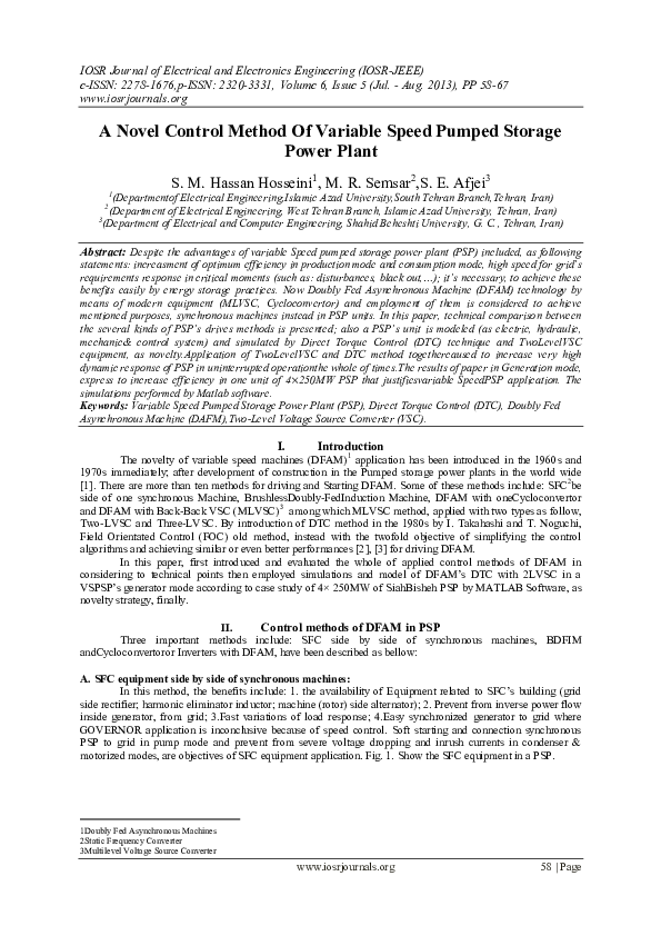 (PDF) A Novel Control Method Of Variable Speed Pumped Storage Power Plant
