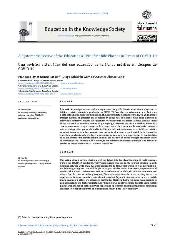 (PDF) A Systematic Review of the Educational Use of Mobile Phones in ...
