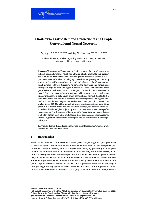 (PDF) Short-term Traffic Demand Prediction using Graph Convolutional ...
