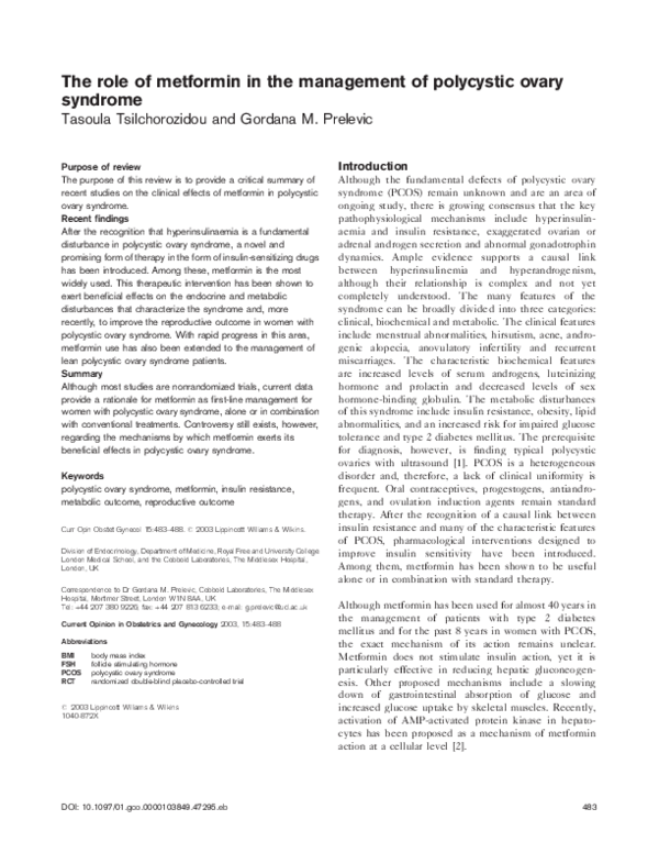 (PDF) The role of metformin in the management of polycystic ovary syndrome