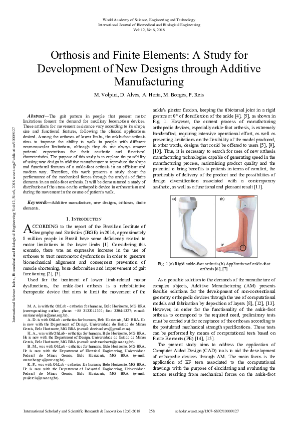 (PDF) Orthosis and Finite Elements: A Study for Development of New ...
