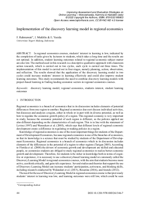 (PDF) Implementation of the discovery learning model in regional economics