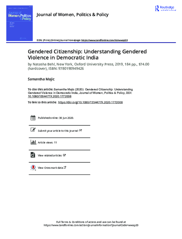 (PDF) Gendered Citizenship: Understanding Gendered Violence in ...