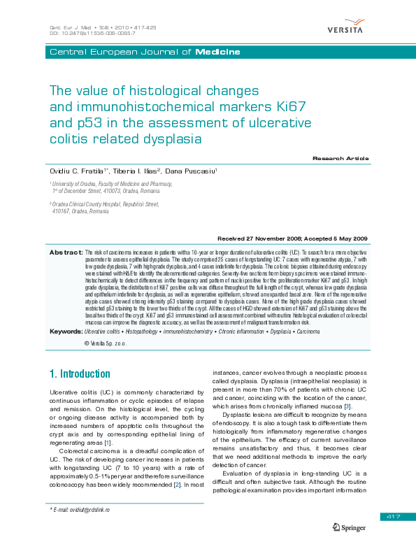 (PDF) The value of histological changes and immunohistochemical markers ...
