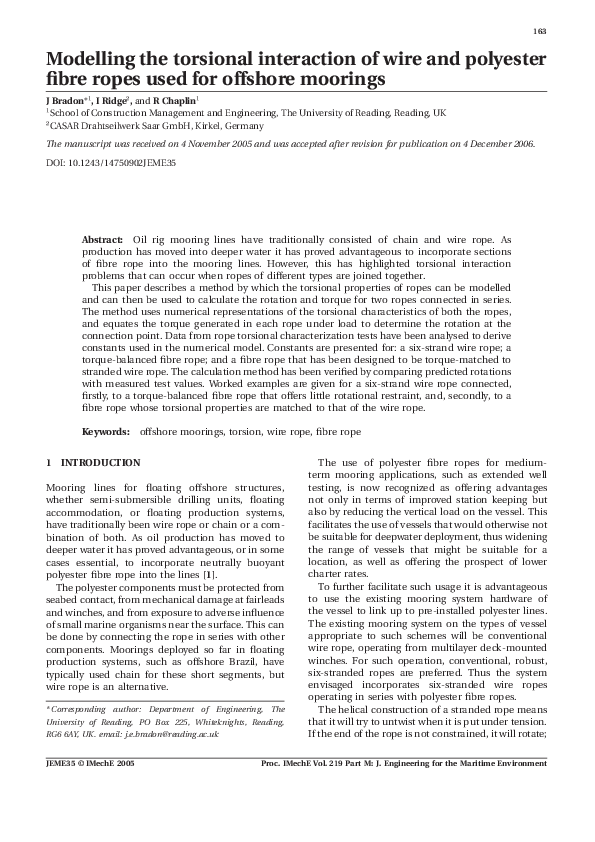 (PDF) Modelling the Torsional Interaction of Wire and Polyester Fibre ...