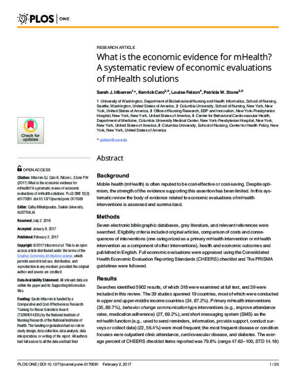 (PDF) What is the economic evidence for mHealth? A systematic review of ...