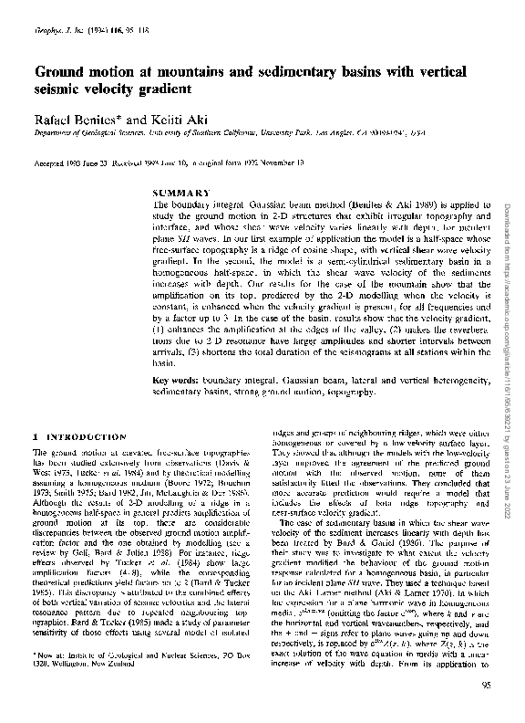 (PDF) Ground motion at mountains and sedimentary basins with vertical ...