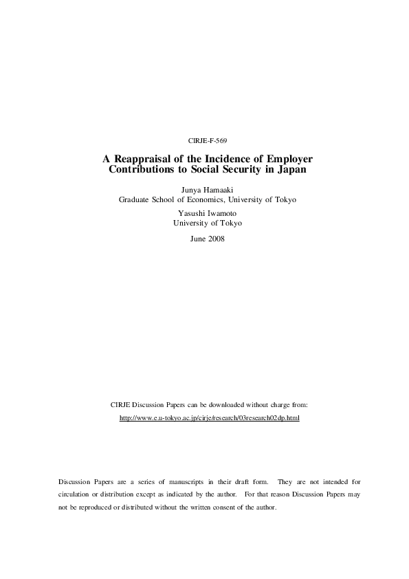 (PDF) A Reappraisal of the Incidence of Employer Contributions to ...