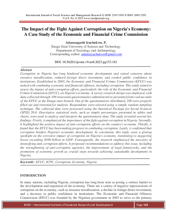 (PDF) The Impact of the Fight Against Corruption on Nigeria's Economy ...