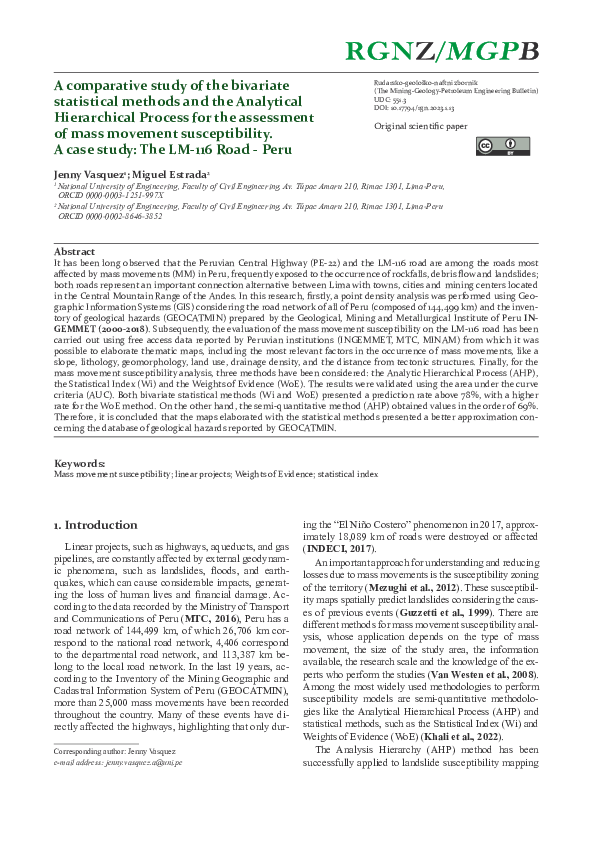 (PDF) A comparative study of the bivariate statistical methods and the ...