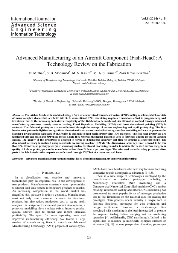 (PDF) Advanced Manufacturing of an Aircraft Component (Fish-Head): A ...