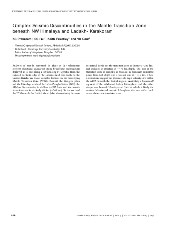 (PDF) Complex Seismic Discontinuities in the Mantle Transition Zone ...