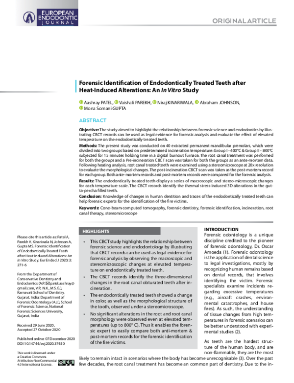 (PDF) Heat Induced Alterations of the Endodontically Treated Teeth for ...