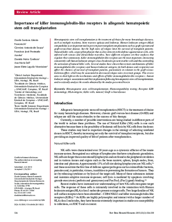 (PDF) Importance of killer immunoglobulin-like receptors in allogeneic ...