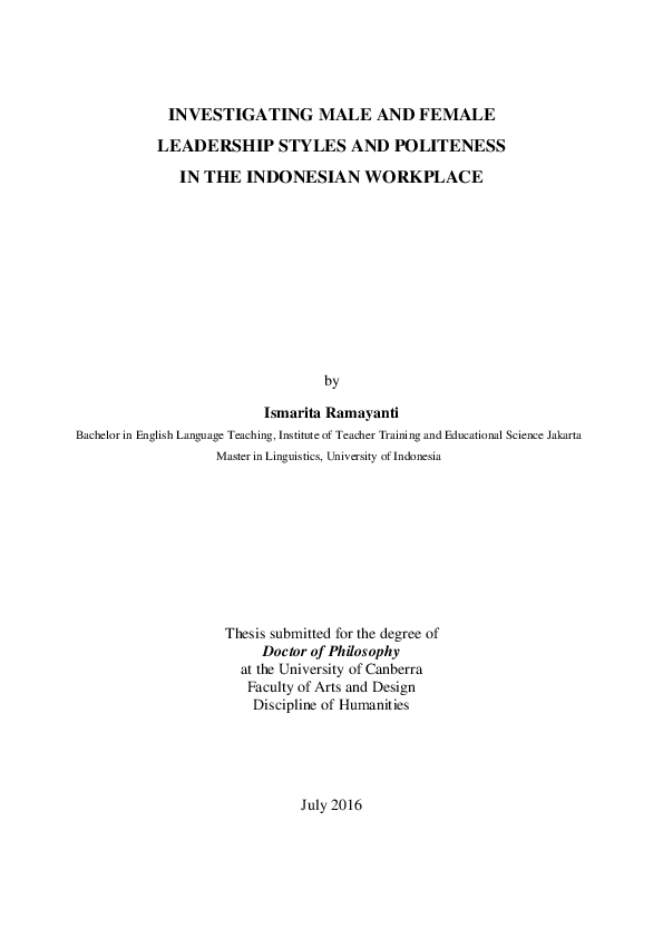 (PDF) Investigating male and female leadership styles and politeness in ...