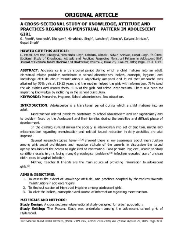 (PDF) A Cross - Sectional Study of Knowledge, Attitude and Practices ...