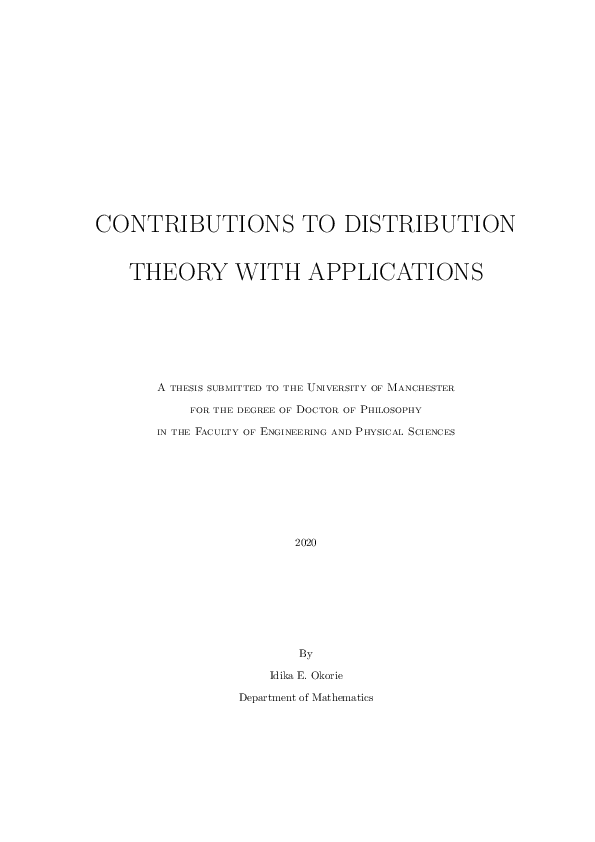(PDF) Contribution to Distribution Theory with Applications