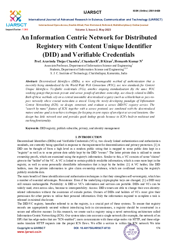 (PDF) An Information Centric Network for Distributed Registery ...