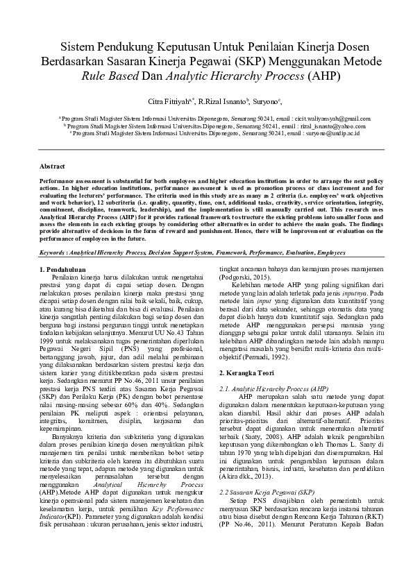(PDF) Sistem Pendukung Keputusan Untuk Penilaian Kinerja Dosen ...