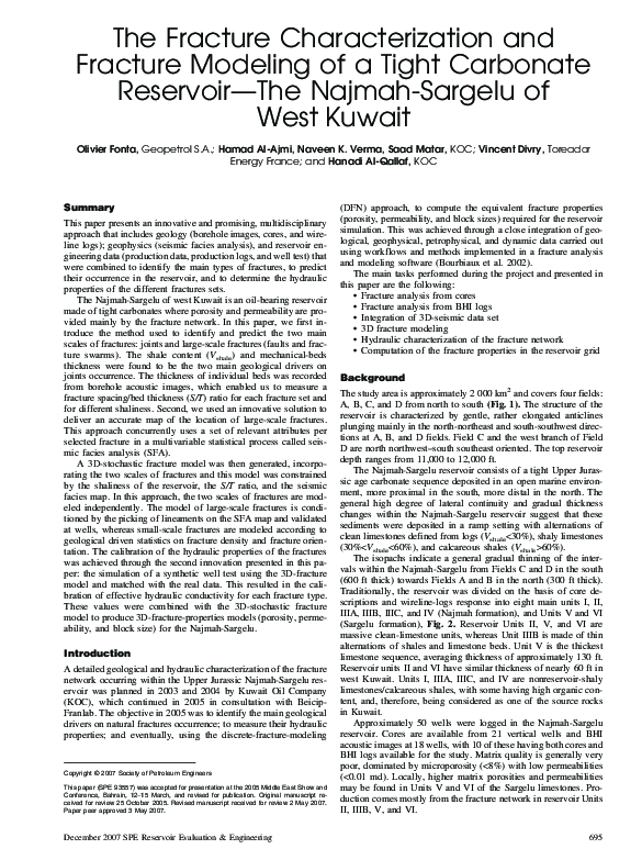 (PDF) The Fracture Characterization and Fracture Modeling of a Tight ...