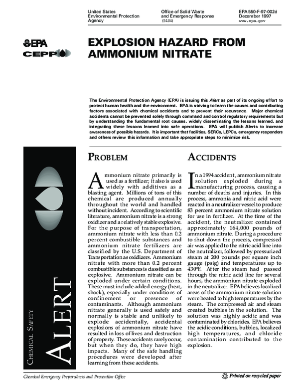 (PDF) Problem Accidents Chemical Safety Alert