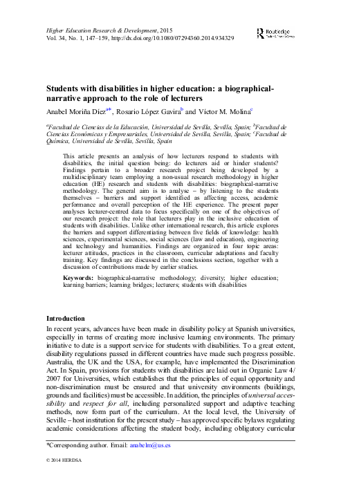 (PDF) Students with disabilities in higher education