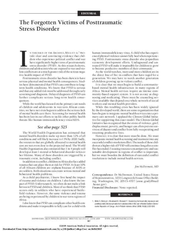 (PDF) The Forgotten Victims of Posttraumatic Stress Disorder