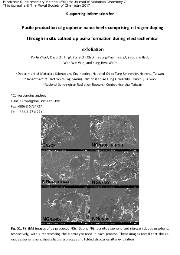 (PDF) Facile production of graphene nanosheets comprising nitrogen ...
