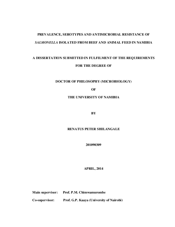 (PDF) Prevalence, Serotypes and antimicrobial resistance of Salmonella ...