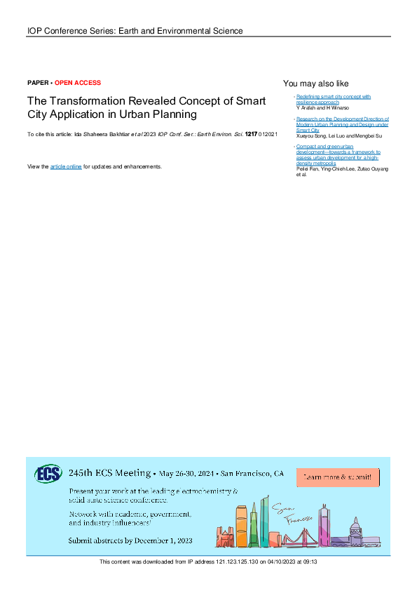 (PDF) The Transformation Revealed Concept of Smart City Application in ...